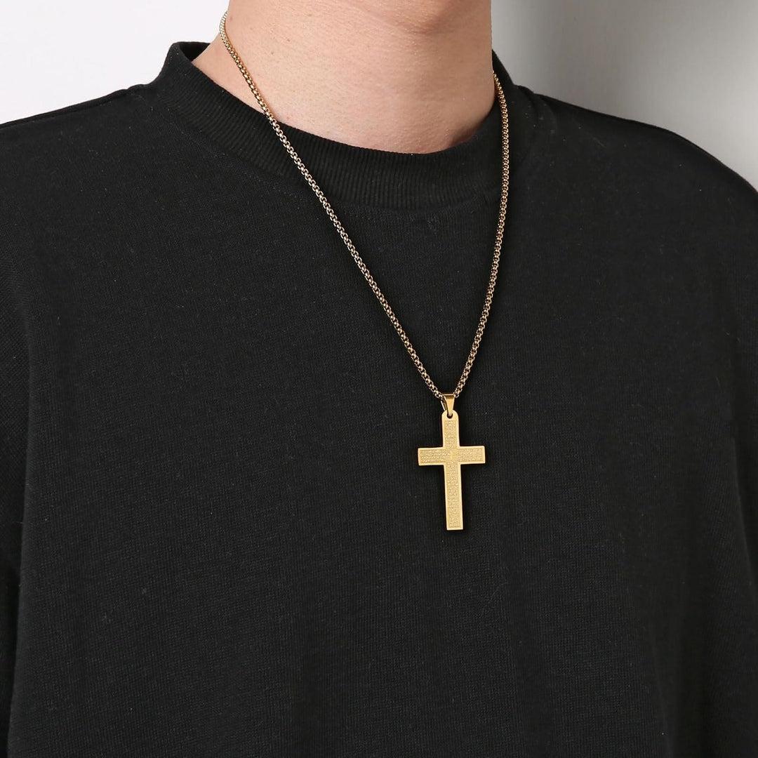 Christianartworkshop Stainless Steel Lord's Prayer Pendant Cross Necklace - image 3