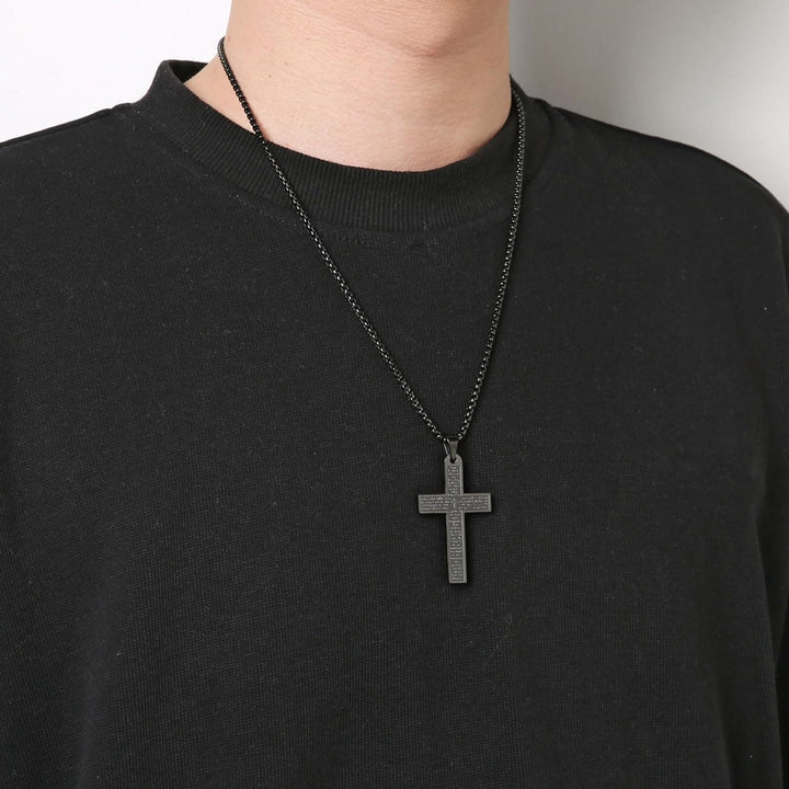 Christianartworkshop Stainless Steel Lord's Prayer Pendant Cross Necklace - image 9