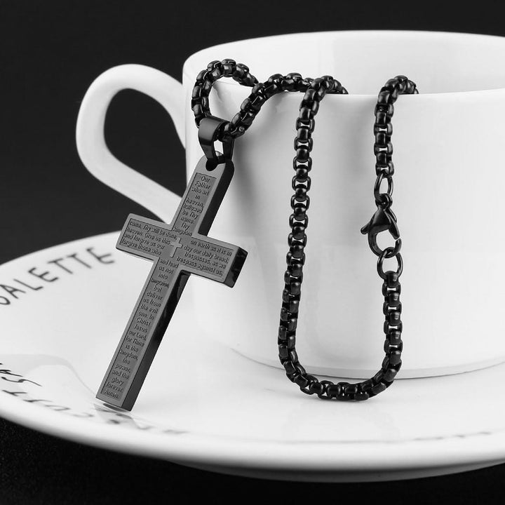 Christianartworkshop Stainless Steel Lord's Prayer Pendant Cross Necklace - image 8