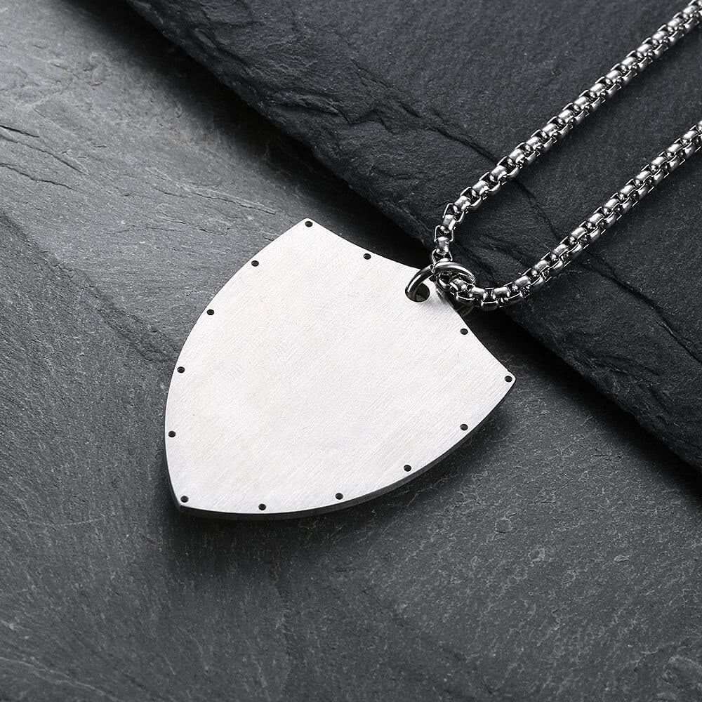 Christianartworkshop Stainless Steel Lords Prayer Cross Shield Pendant Necklace - image 3