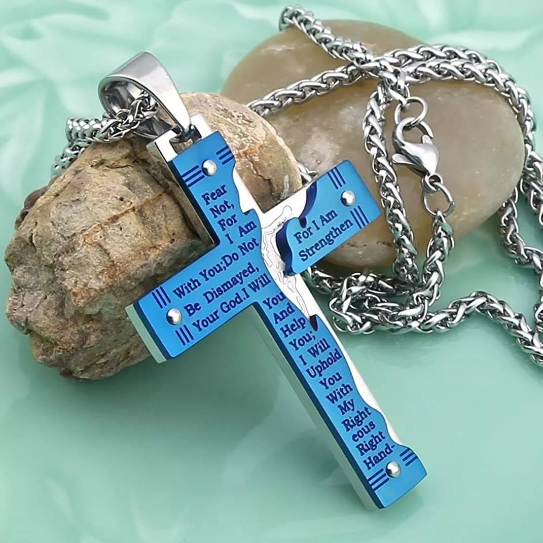 Christianartworkshop Jesus Christianartworkshop Crucifix Religion Cross Pendant Necklace - Blue - image 6
