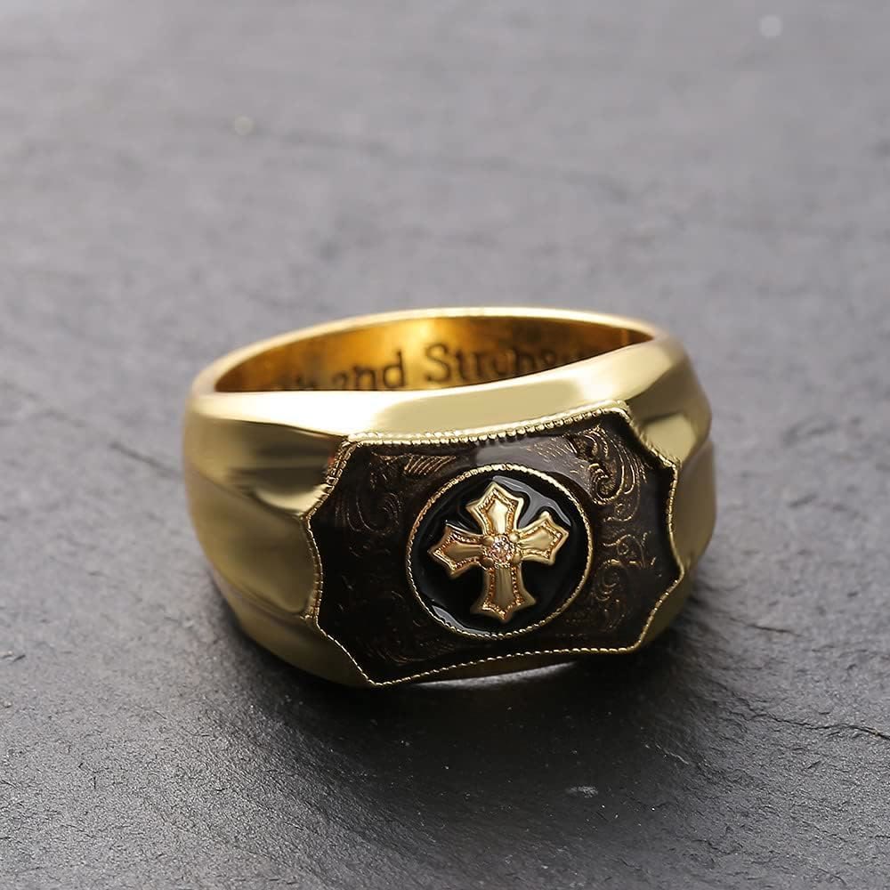 Christianartworkshop Faith and Strength Jesus Cross Religious Ring - image 3