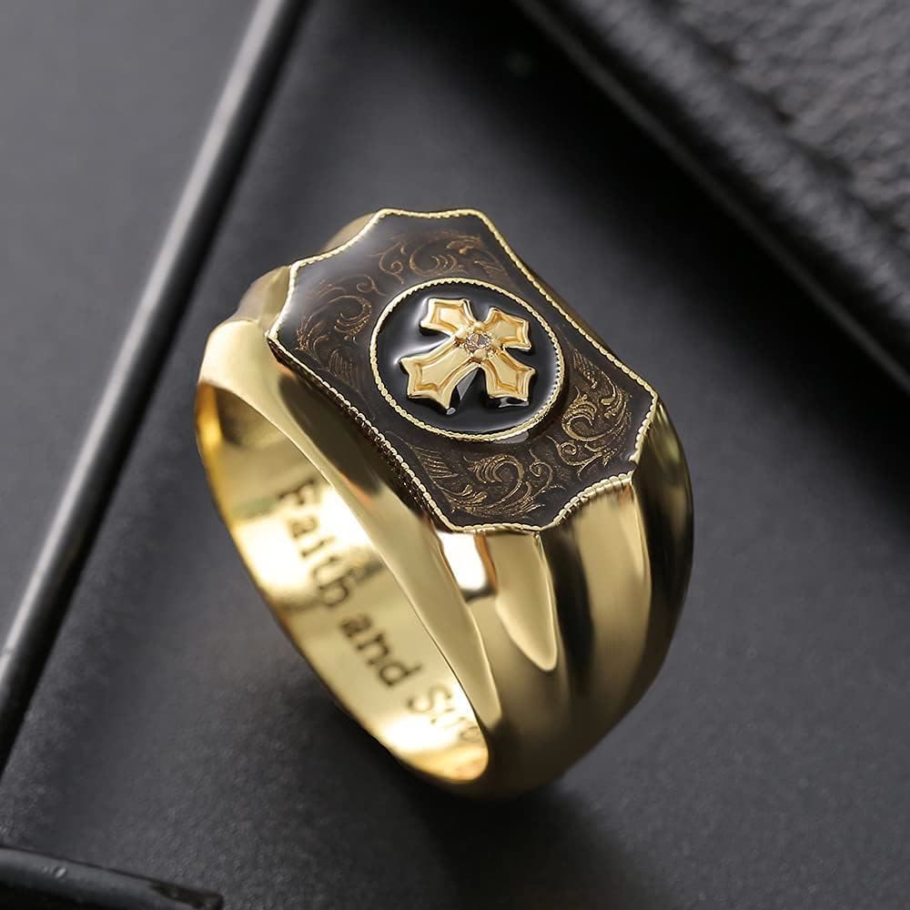 Christianartworkshop Faith and Strength Jesus Cross Religious Ring - image 2
