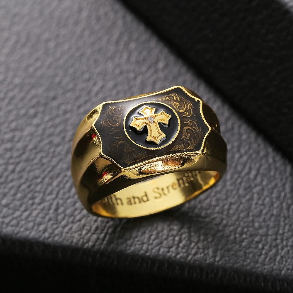 Christianartworkshop Faith and Strength Jesus Cross Religious Ring - US13 - image 1