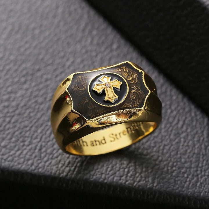 Christianartworkshop Faith and Strength Jesus Cross Religious Ring - US13 - image 1