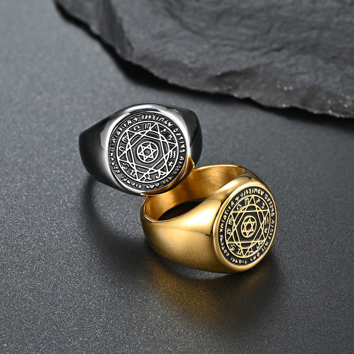 Christianartworkshop Talisman Seal of Solomon Six-Pointed Star Constellation Rings Stainless Steel Band - image 4