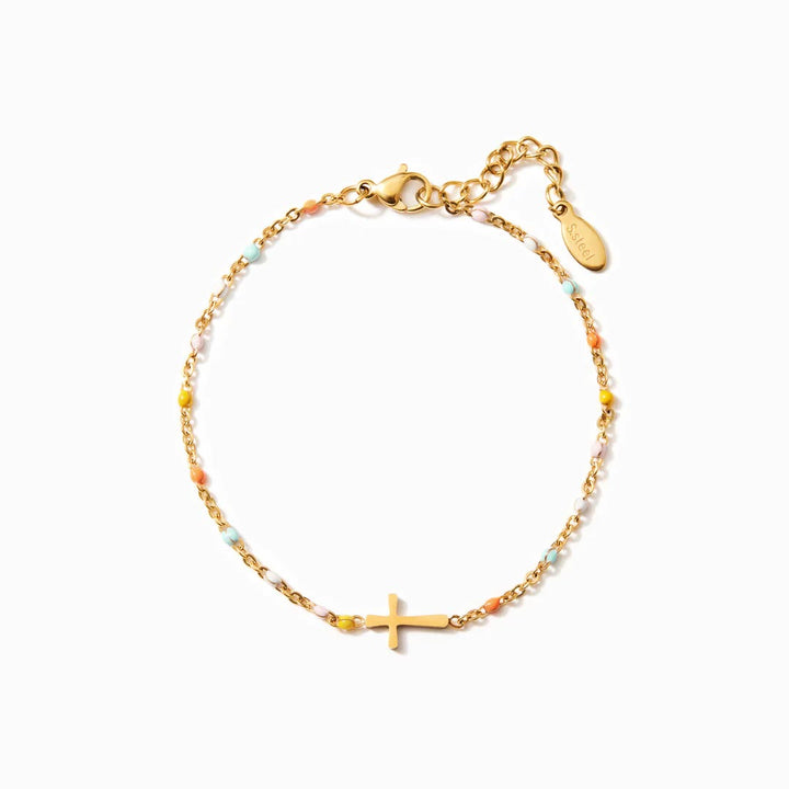 Christianartworkshop FAITH AS YOUR ARMOR: Delicate Minimalist Cross Bracelet