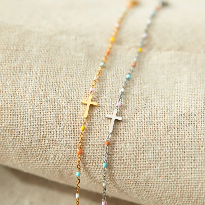 Christianartworkshop FAITH AS YOUR ARMOR: Delicate Minimalist Cross Bracelet