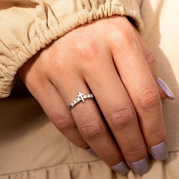 Christianartworkshop Minimalist Jesus Cross Zirconia Ring - image 3