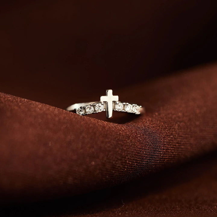 Christianartworkshop Minimalist Jesus Cross Zirconia Ring - image 5