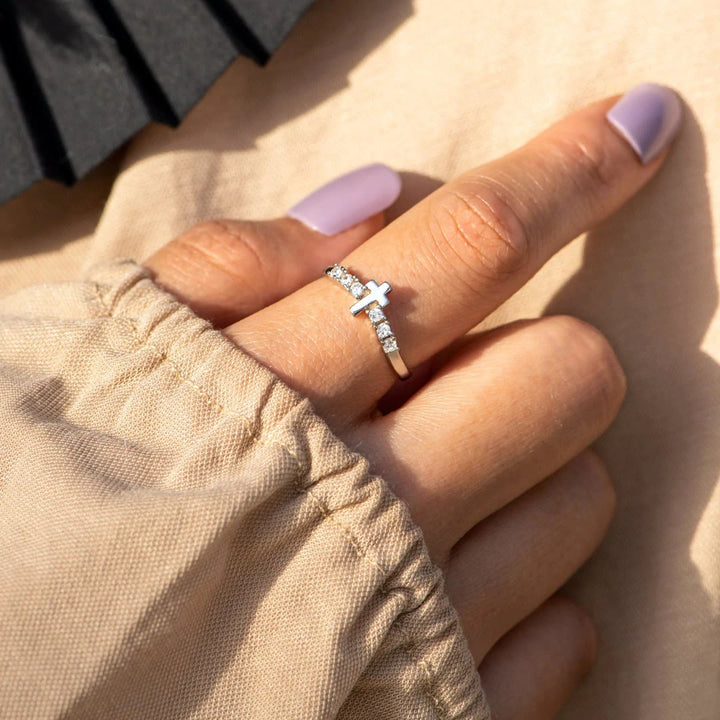 Christianartworkshop Minimalist Jesus Cross Zirconia Ring - image 4