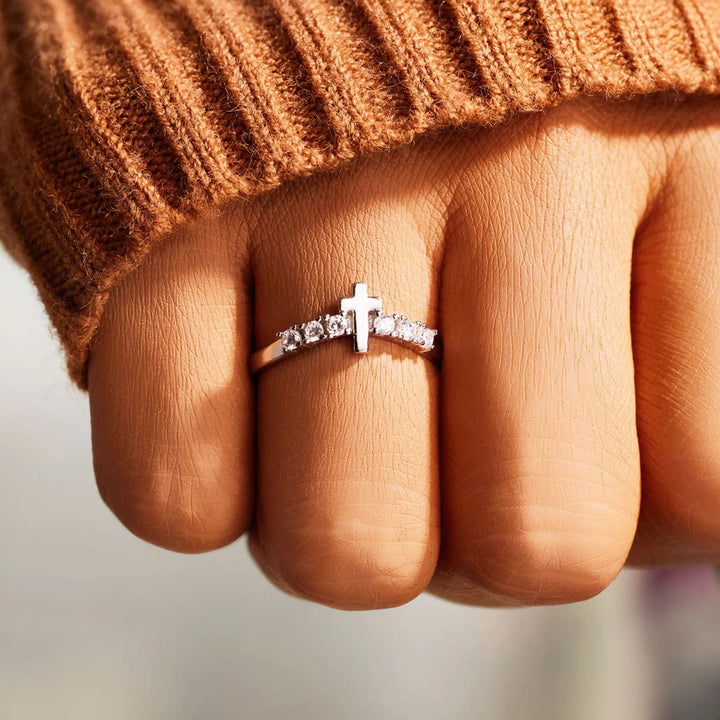 Christianartworkshop Minimalist Jesus Cross Zirconia Ring - image 2