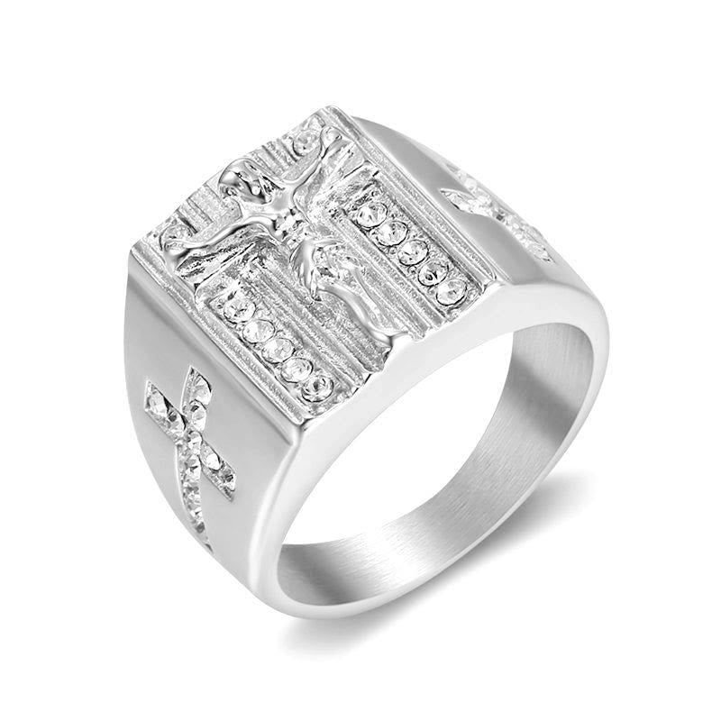 FREE Today: Crafted Crucifix Crown of Glory Ring: A Testament of Faith and Majesty