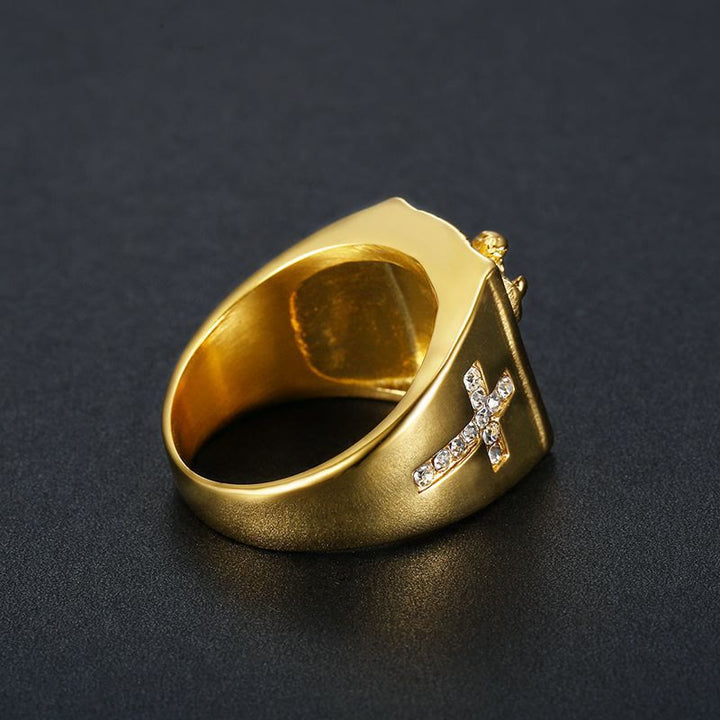 Christianartworkshop  Zirconia Set Crucifix Jesus Religious Ring - image 3