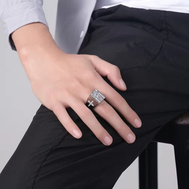 Christianartworkshop  Zirconia Set Crucifix Jesus Religious Ring - image 5