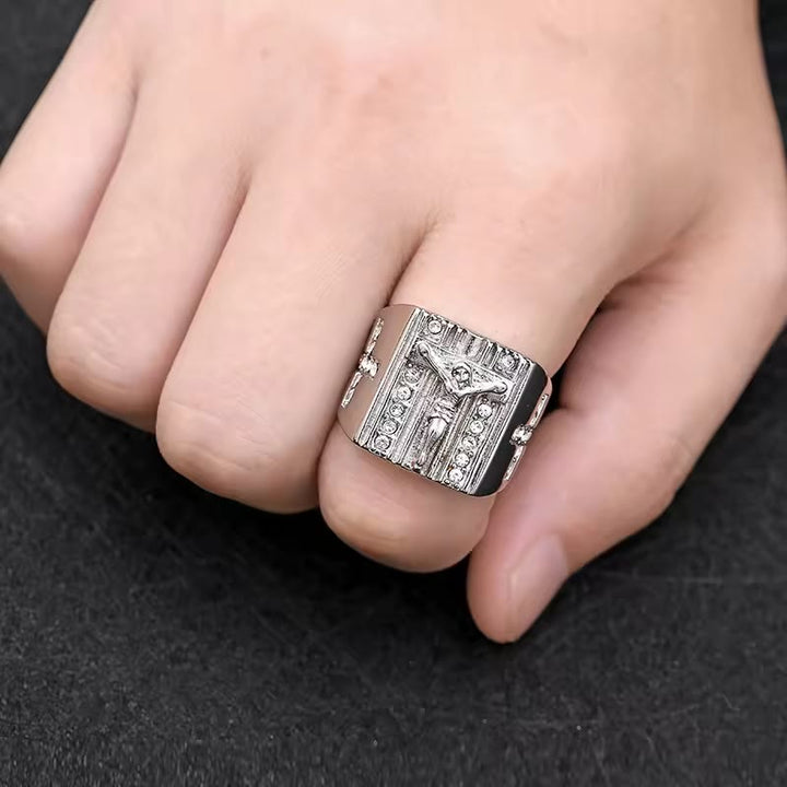 FREE Today: Crafted Crucifix Crown of Glory Ring: A Testament of Faith and Majesty