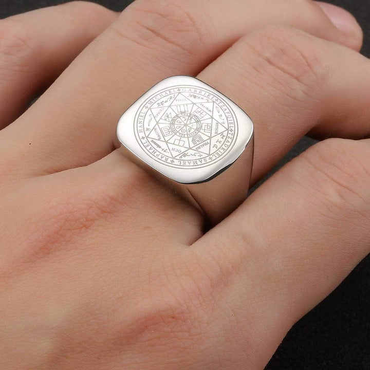 Christianartworkshop Seals of The Seven Archangels Protection Solomon Kabbalah Titanium Ring - image 1