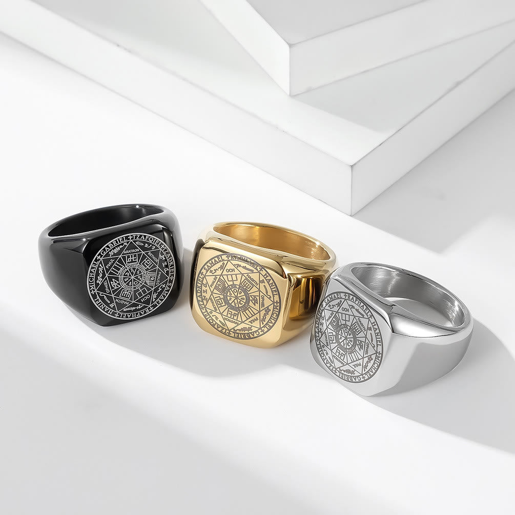 Christianartworkshop Seals of The Seven Archangels Protection Solomon Kabbalah Titanium Ring - image 6