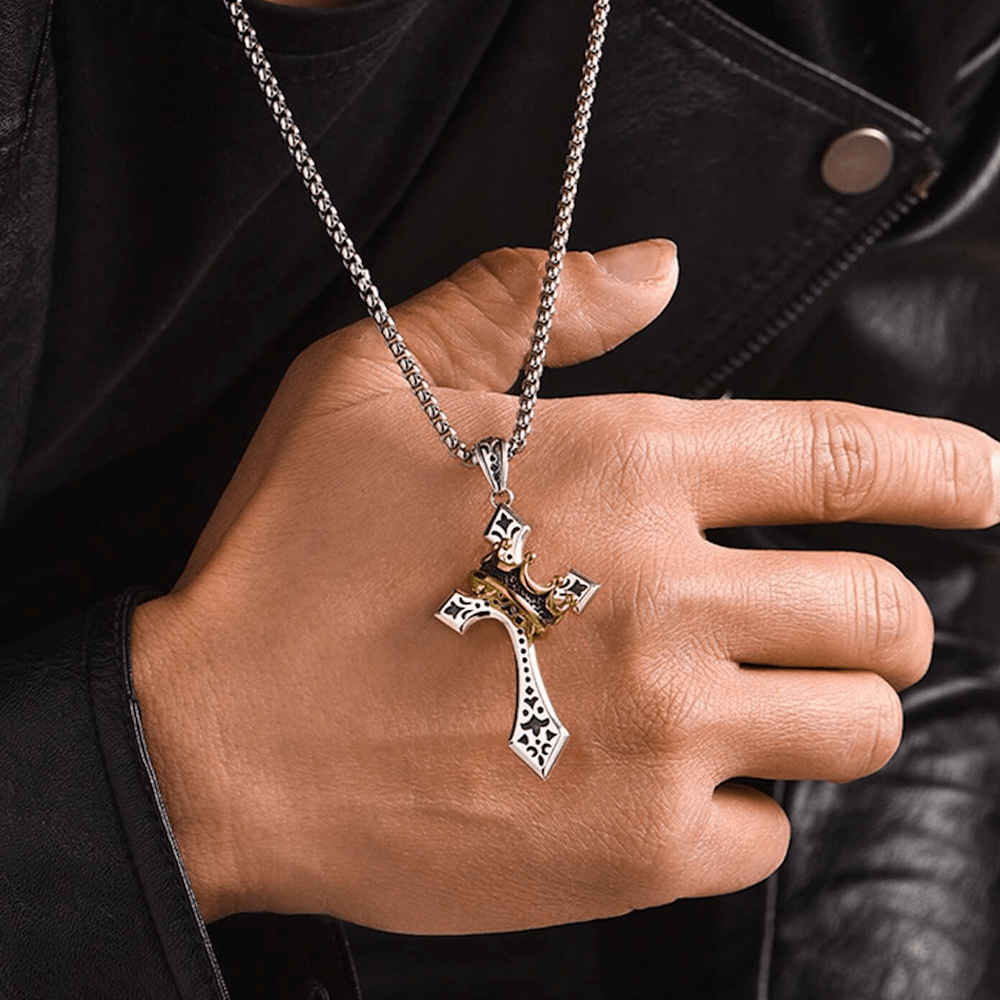 Christianartworkshop The Crown Cross Necklace Religion Jewelry - image 2