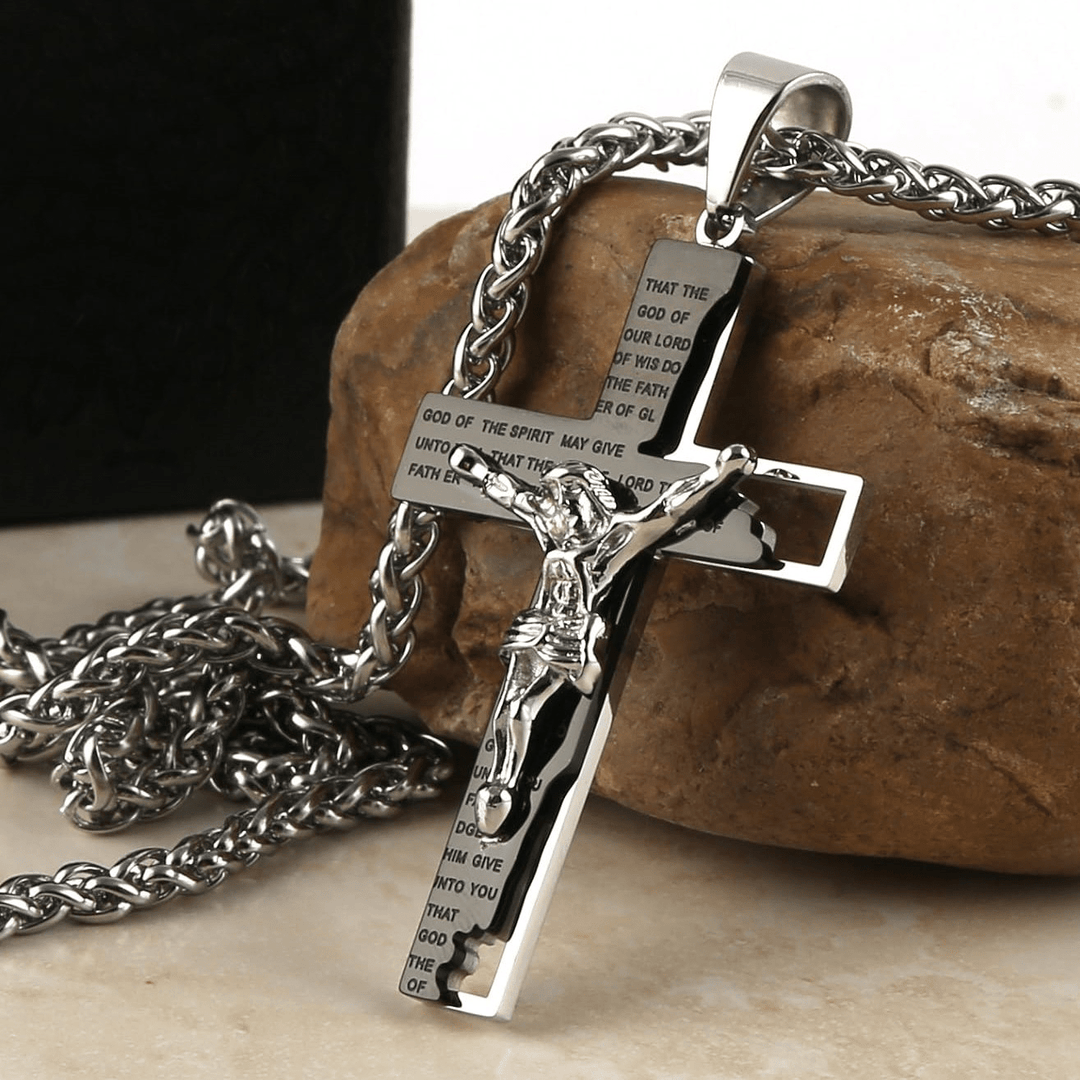 Christianartworkshop Stainless Steel Crucifix Bible Prayer Pendant Necklace Chain - image 6