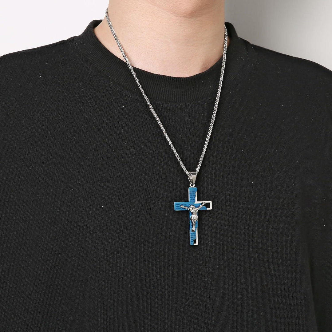 Christianartworkshop Stainless Steel Crucifix Bible Prayer Pendant Necklace Chain - image 4