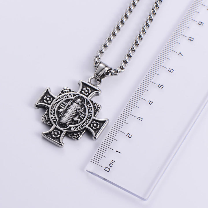 Christianartworkshop Saint Benedict Protection Medal Cross Pendant Necklace - image 7