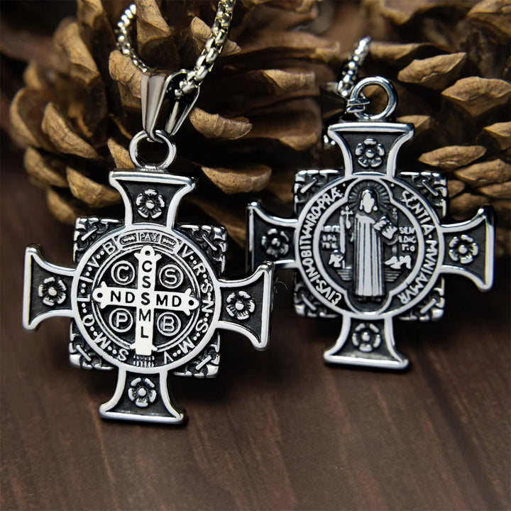 Christianartworkshop Saint Benedict Protection Medal Cross Pendant Necklace - image 3
