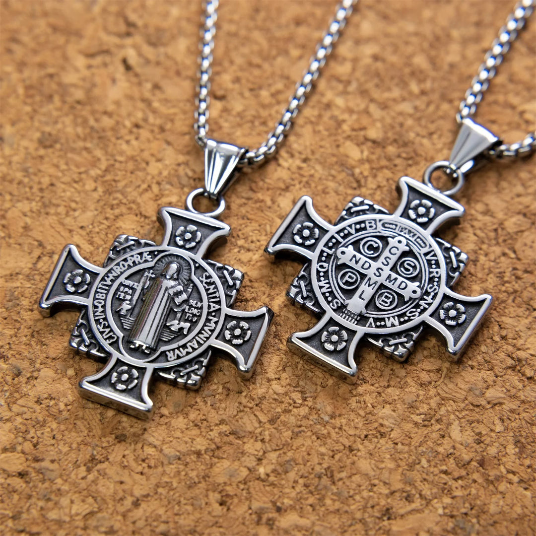 Christianartworkshop Saint Benedict Protection Medal Cross Pendant Necklace - Saint Benedict - image 1