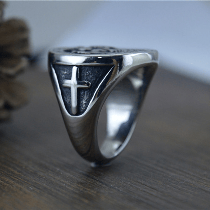 Christianartworkshop Saint Christopher Protect Us Medal Signet Ring - image 11