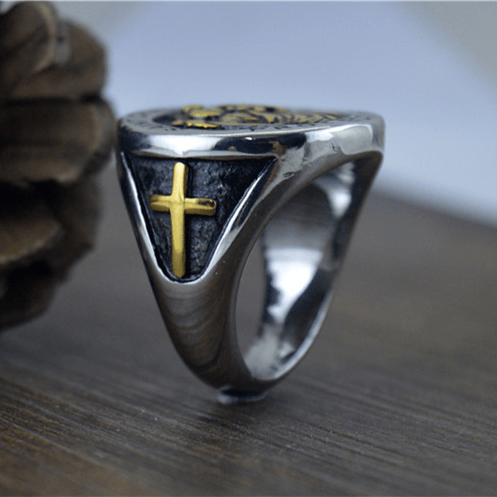 Christianartworkshop Saint Christopher Protect Us Medal Signet Ring - image 2