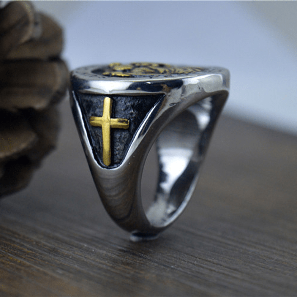 Christianartworkshop Saint Christopher Protect Us Medal Signet Ring - image 3