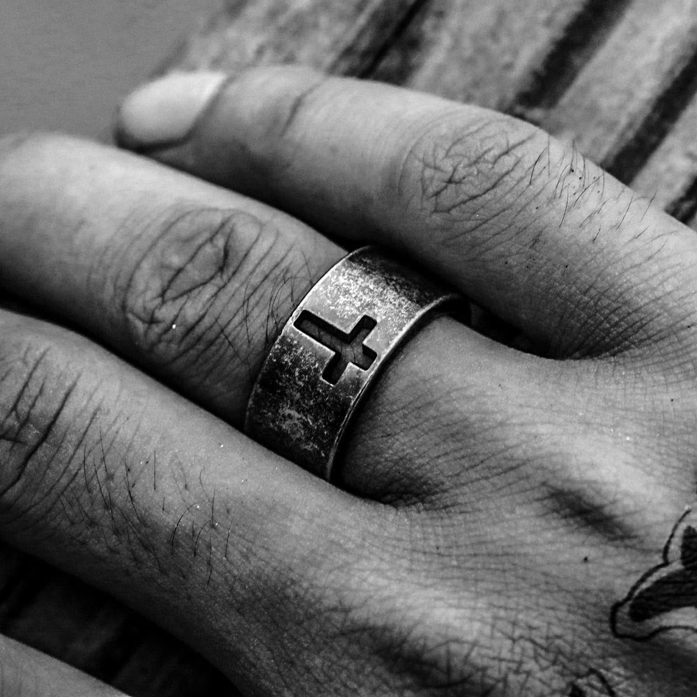 Christianartworkshop Stainless Steel Antique Punk Christianartworkshop  Cross Ring - image 8