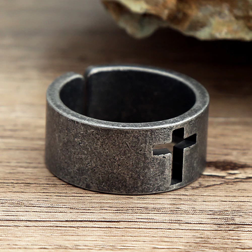 Christianartworkshop Stainless Steel Antique Punk Christianartworkshop  Cross Ring - image 8