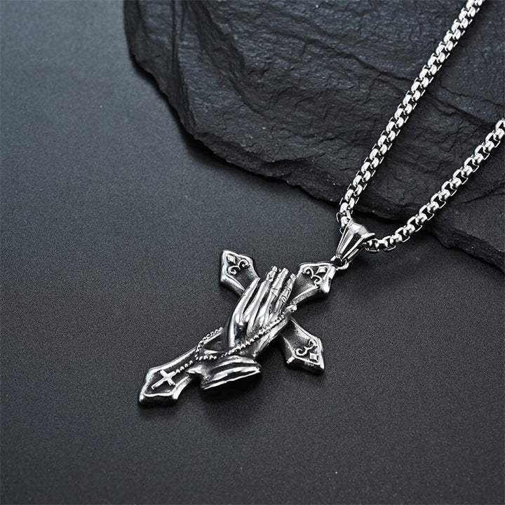 Christianartworkshop Praying Hands Cross Stainless Steel Pendant Necklace - image 3