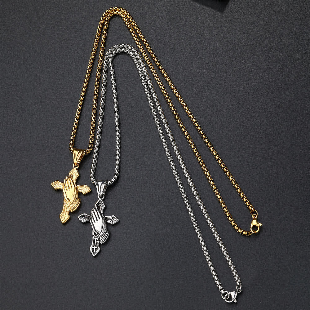 Christianartworkshop Praying Hands Cross Stainless Steel Pendant Necklace - image 12