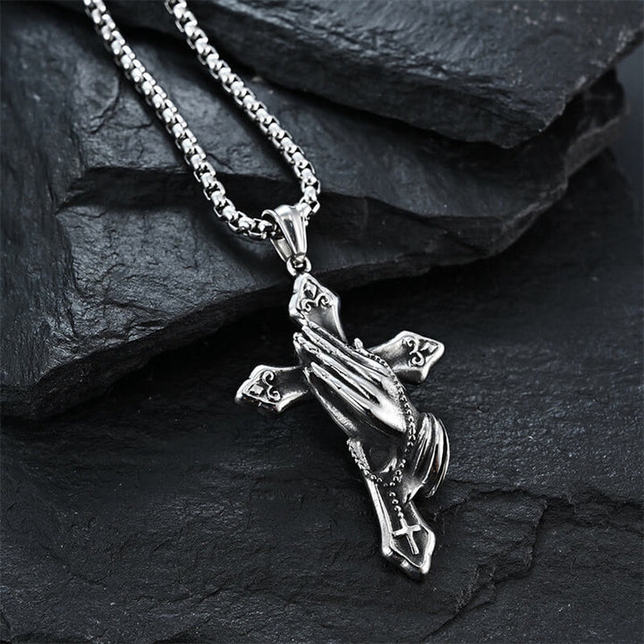 Christianartworkshop Praying Hands Cross Stainless Steel Pendant Necklace - image 2