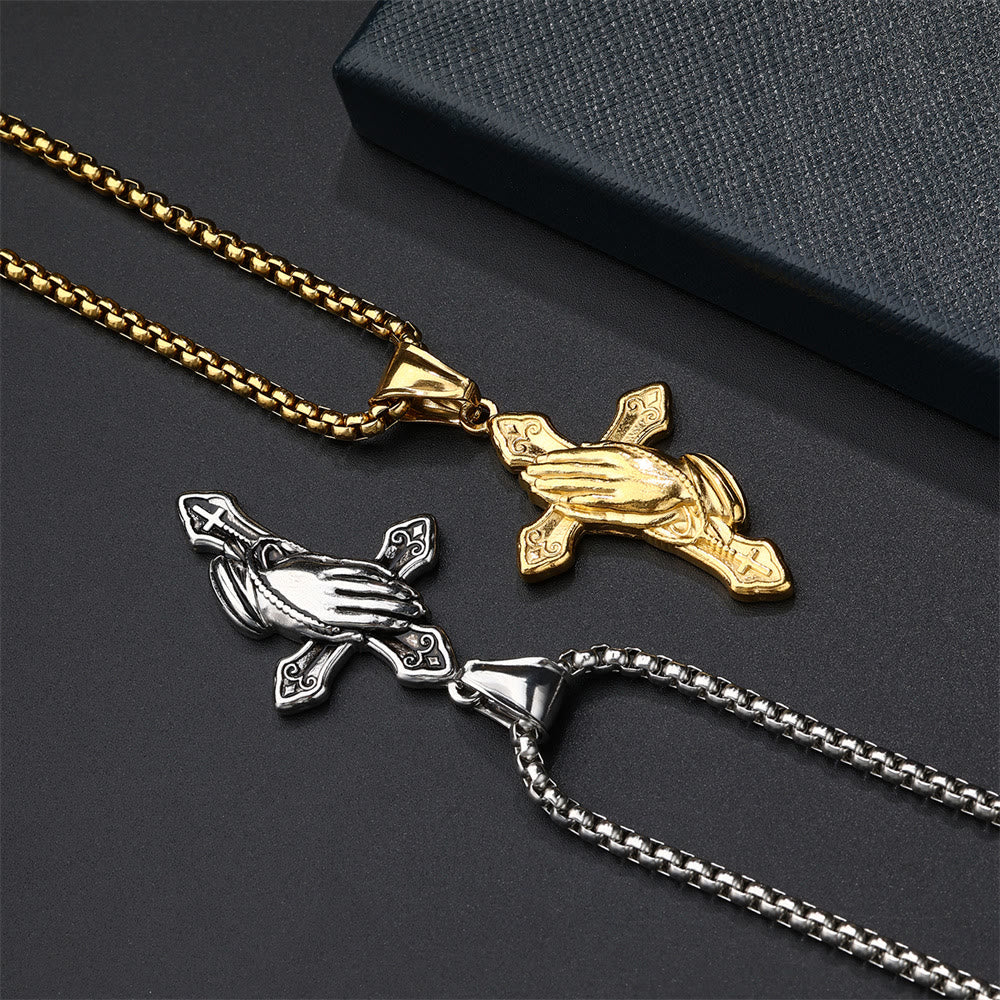 Christianartworkshop Praying Hands Cross Stainless Steel Pendant Necklace - image 9
