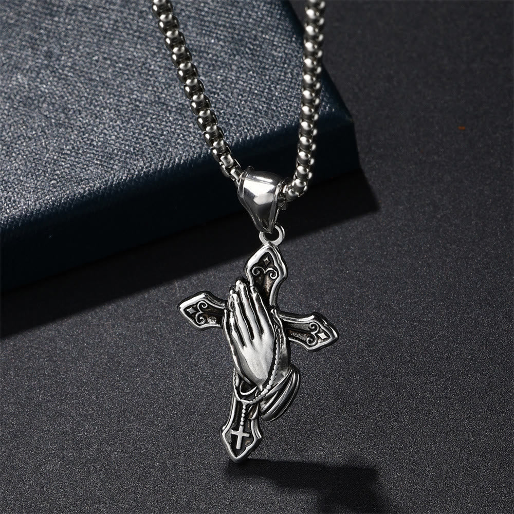 Christianartworkshop Praying Hands Cross Stainless Steel Pendant Necklace - image 6