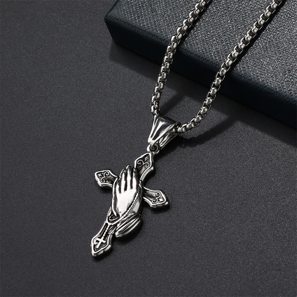 Christianartworkshop Praying Hands Cross Stainless Steel Pendant Necklace - image 7