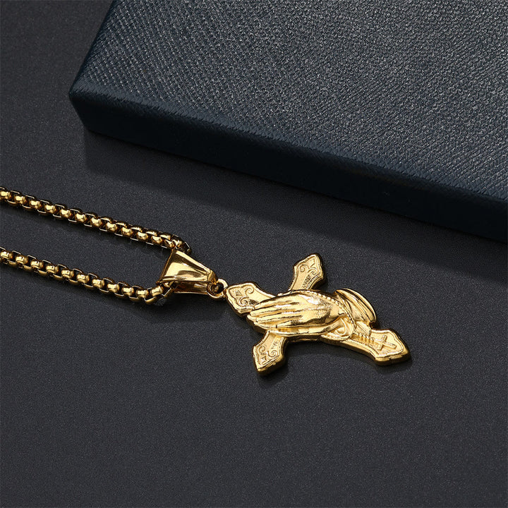 Christianartworkshop Praying Hands Cross Stainless Steel Pendant Necklace - image 10