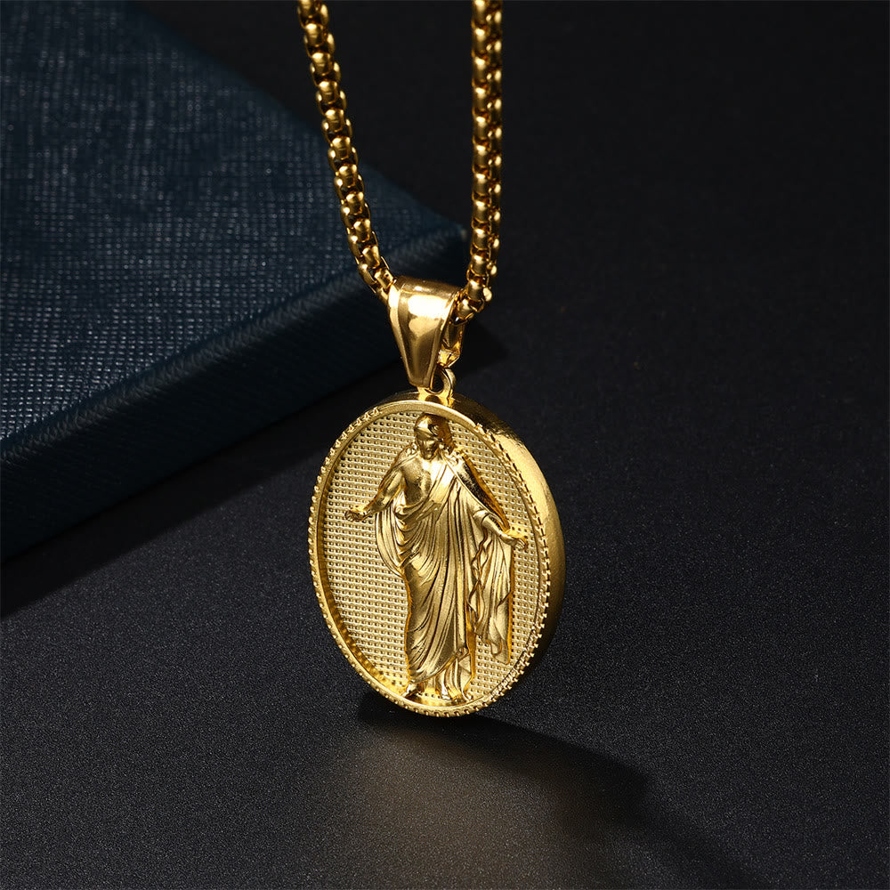 Christianartworkshop Jesus Medallion Pendant Blessing Necklace - Golden - image 6
