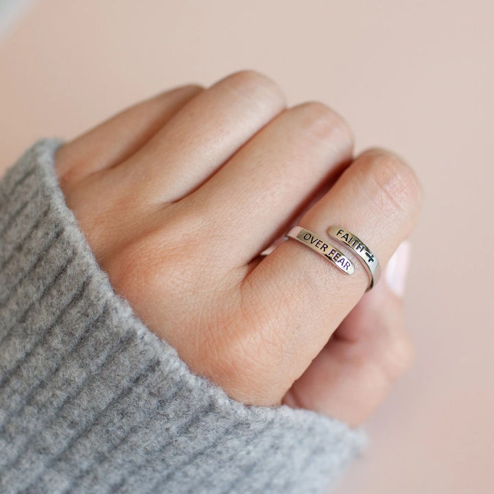 Christianartworkshop Faith-Over Fear: Minimalist Christ Bible Ring - image 5