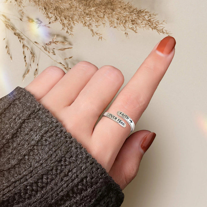 Christianartworkshop Faith-Over Fear: Minimalist Christ Bible Ring - image 6