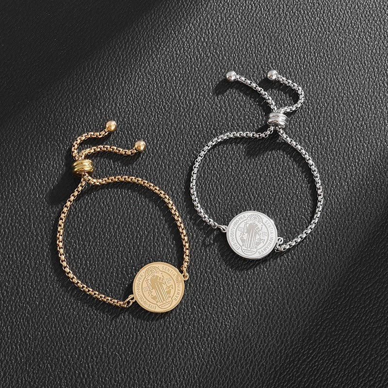 Christianartworkshop St. Benedict Engraved Medal  Adjustable Bracelet - image 7