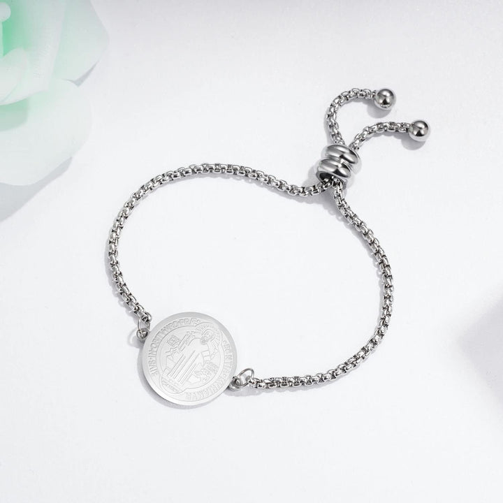 Christianartworkshop St. Benedict Engraved Medal  Adjustable Bracelet - image 11