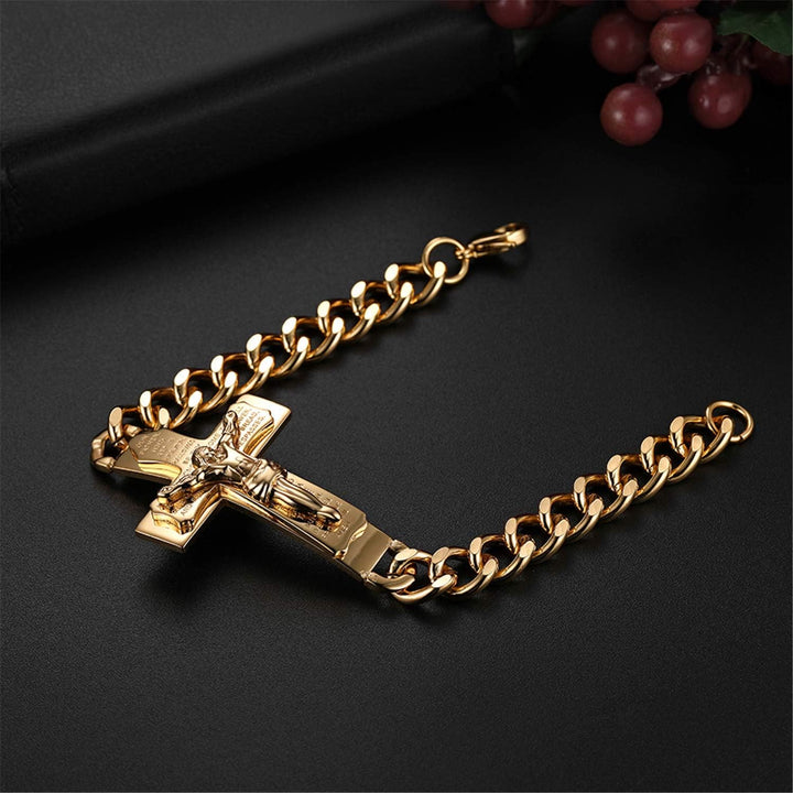 FREE Today: Solid Jesus Cross Bible Verse Crucifix Prayer Bangle Bracelet - image 2