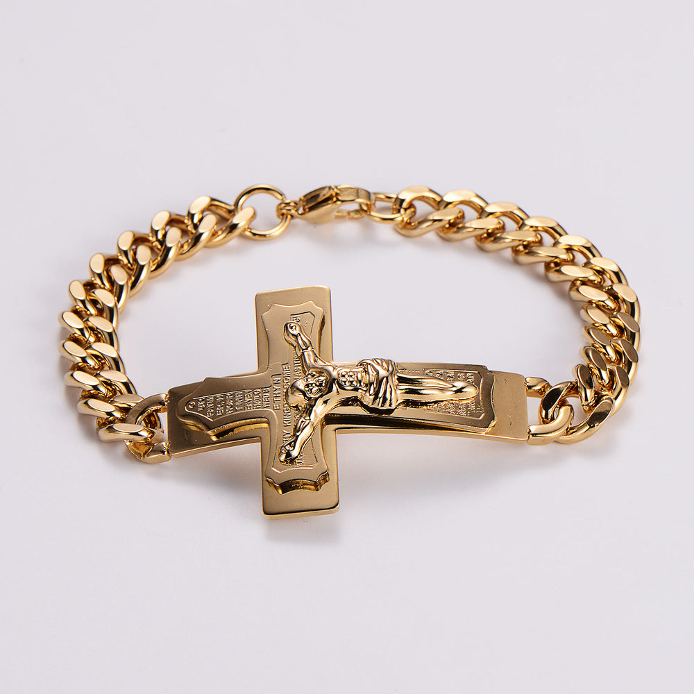 Christianartworkshop Solid Jesus Cross Bible Verse Crucifix Prayer Bangle Bracelet - image 2