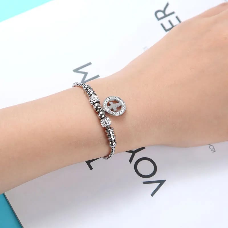 Christianartworkshop Crafted Circle Cross Charm Zirconia  Bracelet - image 13