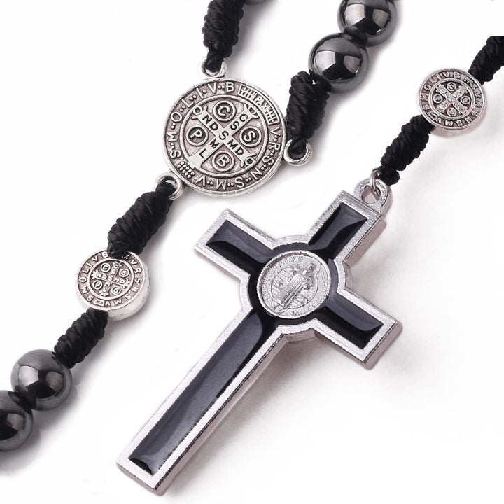 Saint Benedict Holy Medal Black Gallstone Rosary - image 8