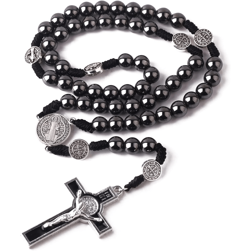 Saint Benedict Holy Medal Black Gallstone Rosary - image 2